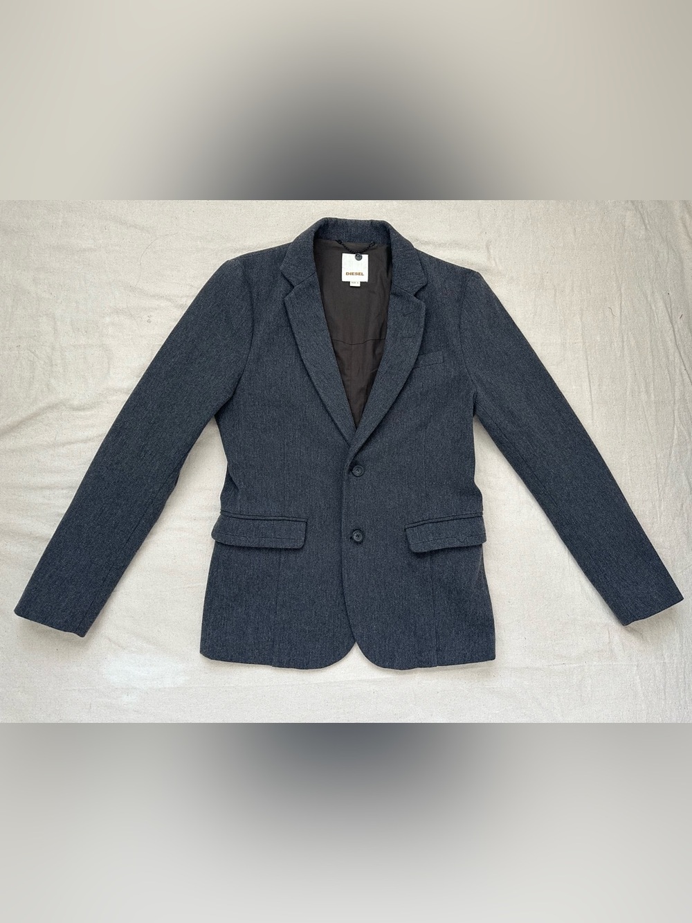 DIESEL Charcoal Grey Wool Blend Blazer Jacket - Size L (Runs Small / Slim Fit) - Picture 2 of 16